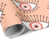Papier Cadeau Oeil rose du corail du Boho (Coin rond)