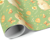 Papier Cadeau Oeuf de lapin de Pâques Jaune printemps Vert Cotta (Coin rond)