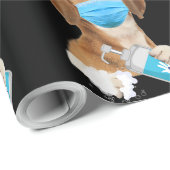 Papier Cadeau OEuf de People Dog Wearing Face Mask (Coin rond)