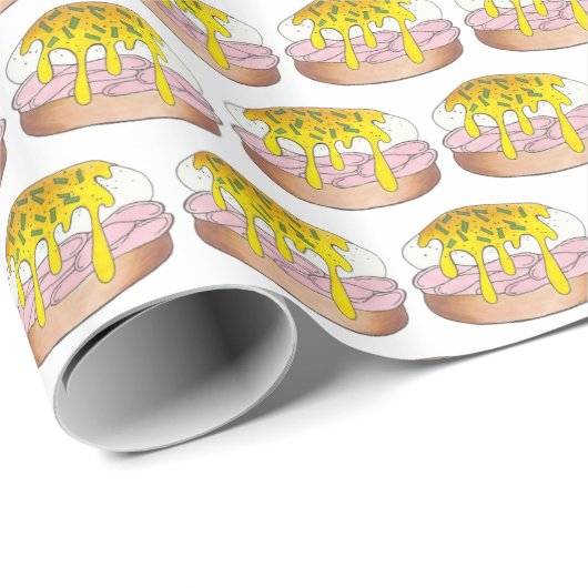 Papier Cadeau Oeufs Benedict Diner Petit déjeuner Brunch (Coin rond)