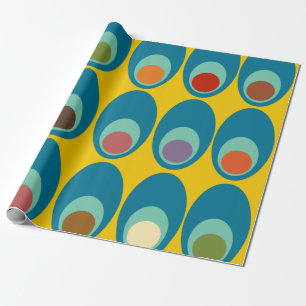 Papier Cadeau Oeufs bleus modernes du milieu du siècle