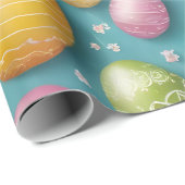 Papier Cadeau Oeufs branchés Collection de Pâques (Coin rond)