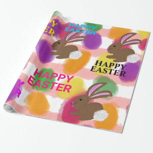 Papier Cadeau Oeufs colorés de lapin de Pâques