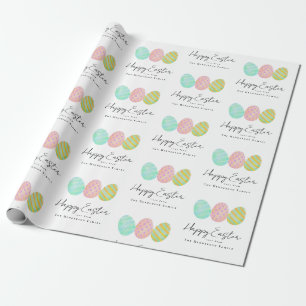 Papier Cadeau Œufs de Pâques aquarelle personnalisés Joyeuses Pâ