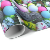 Papier Cadeau Oeufs de Pâques, Ballons de golf de lapin (Coin rond)