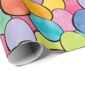 Papier Cadeau Oeufs de pâques colorés (Coin rond)