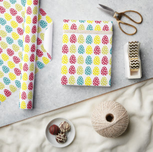 Papier Cadeau Œufs de Pâques Colorés Joyeuses Pâques