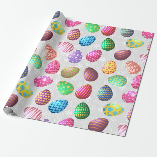 Papier Cadeau Œufs de Pâques colorés vintage (Déroulé)