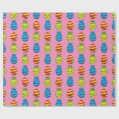 Papier Cadeau Oeufs de Pâques de Kawaii avec des rubans (Plat)