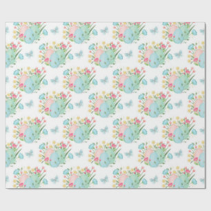 Papier Cadeau Oeufs de Pâques du printemps, Fleurs, Papillons