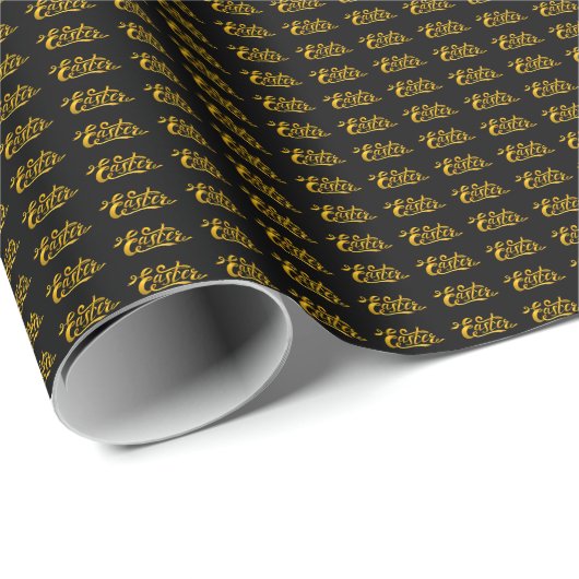 Papier Cadeau Œufs de Pâques en or (Coin rond)