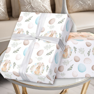 Papier Cadeau Oeufs de Pâques et papier d'enveloppement de lapin