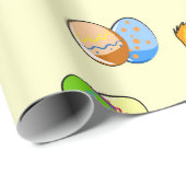 Papier Cadeau Oeufs de pâques et poussins de bébé (Coin rond)