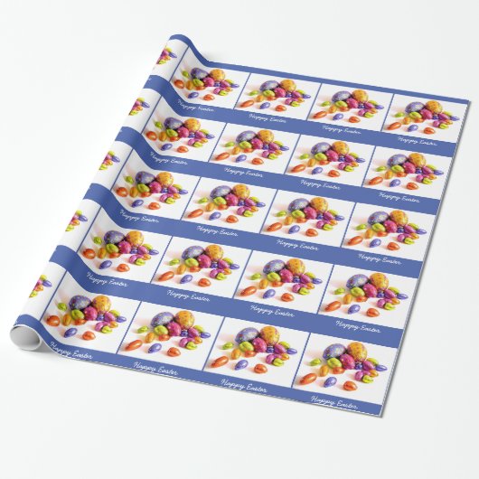 Papier Cadeau oeufs de pâques heureux (Déroulé)