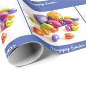 Papier Cadeau oeufs de pâques heureux (Coin rond)