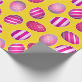Papier Cadeau Oeufs de Pâques Motif jaune et rose (Coin)