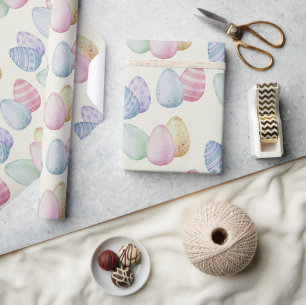 Papier Cadeau Œufs de Pâques peints classiques