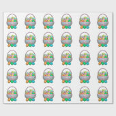 Papier Cadeau Oeufs de Pâques peints en panier (Plat)