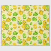 Papier Cadeau Oeufs de Pâques Petit Motif de poulet (Plat)