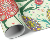 Papier Cadeau OEufs de Pâques scandinaves colorés (Coin rond)