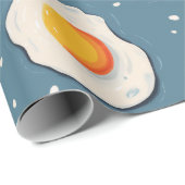 Papier Cadeau Oeufs frits sur le bleu (Coin rond)
