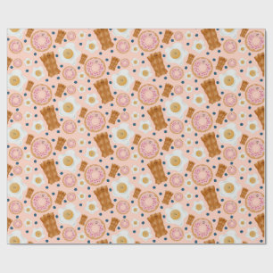 Papier Cadeau Œufs roses mignons Donuts Bacon Sans couture