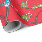 Papier Cadeau Oeufs verts et jambon | Motif de train (Coin rond)