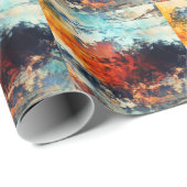 Papier Cadeau Oeuvre colorée Abstraite contemporaine (Coin rond)