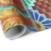 Papier Cadeau Oeuvre colorée asiatique (Coin rond)