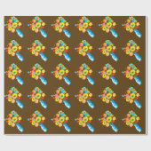 Papier Cadeau OEuvre d'aquarelle de fleurs funky (Plat)