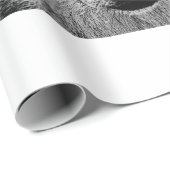 Papier Cadeau OEuvre d'oeil de loup noir et blanc (Coin rond)