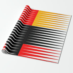 Papier Cadeau OEuvre rouge, noire et jaune