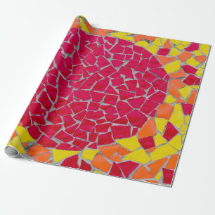 Papier Cadeau OEuvre rouge, orange et jaune