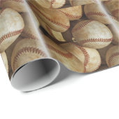 Papier Cadeau Oeuvre tendance de baseball (Coin rond)