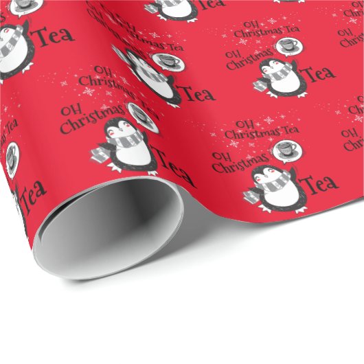 Papier Cadeau Oh Christmas Tea Penguin Lover - Boisson de thé (Coin rond)