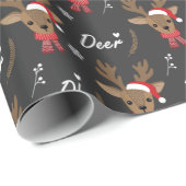Papier Cadeau Oh Deer Pun Christmas Reindee (Coin rond)
