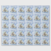 Papier Cadeau Oh Garçon Fête de Naissance Donuts Bleus (Plat)