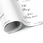 Papier Cadeau oh garçon fille baby shower ajouter nom date année (Coin rond)