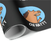 Papier Cadeau Oh Hayyyyy Funny Horse Pun Dark BG (Coin rond)