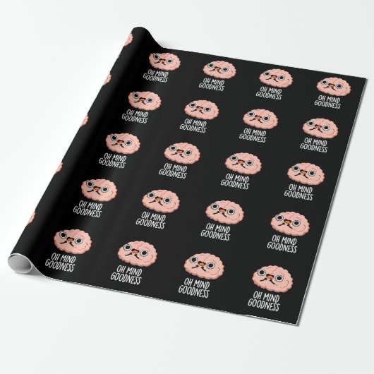 Papier Cadeau Oh Mind Bonté Funny Cerveau Pun Dark BG (Déroulé)
