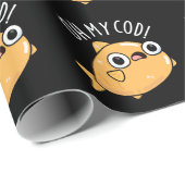 Papier Cadeau Oh My Cod Drôle de Poisson Pun Dark BG (Coin rond)