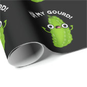 Papier Cadeau Oh My Gourd Funny Veggie Pun Dark BG (Coin rond)