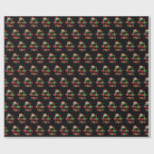 Papier Cadeau Oh What Fun Christmas Pickleball Rouge Vert & Noir (Plat)