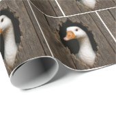 Papier Cadeau Oie Blanche À Partir Du Trou En Bois Déchiré (Coin rond)