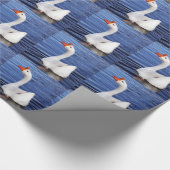Papier Cadeau oie de baignade blanche dans l'eau bleue (Coin)