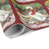 Papier Cadeau Oie de Noël (Coin rond)