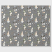 Papier Cadeau Oie de Noël et Gnomes (Plat)