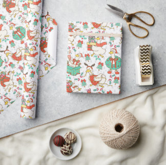 Papier Cadeau Oie de Noël festive amusante