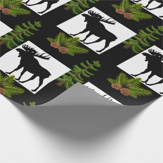 Papier Cadeau Oie rustique avec branches d'arbre à pin (Coin)