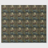 Papier Cadeau Oie rustique boho bois forêt verdure art (Plat)